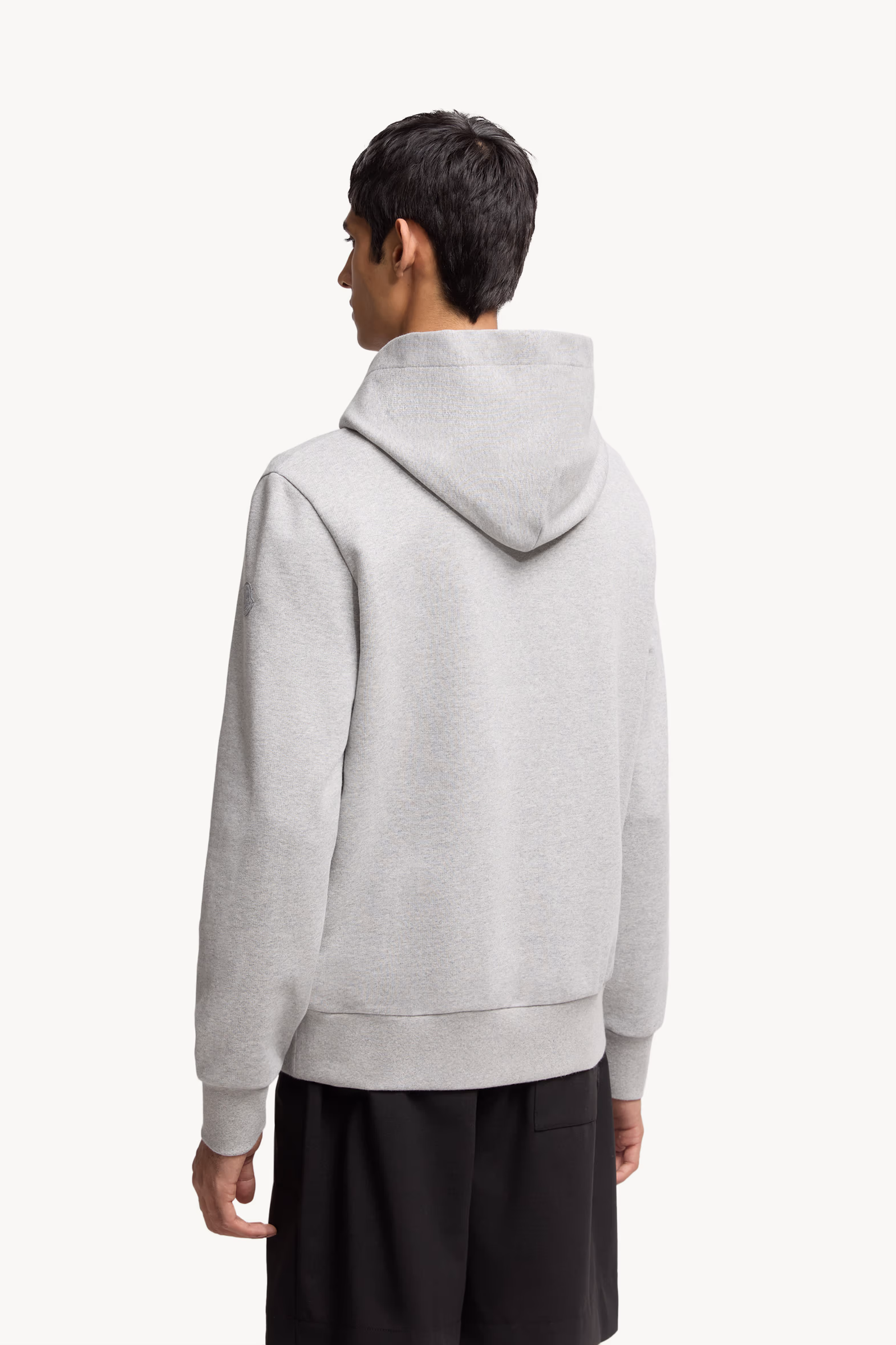 Sudadera con capucha de algodón con logotipo de montaña bordado Hombre Gris Moncler 5